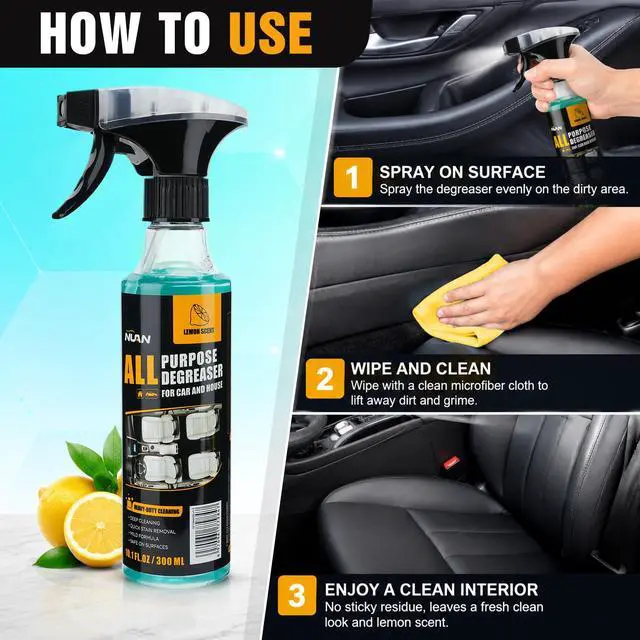 Alt view image 7 of 7 - 300ml Large Capacity All Purpose Degreaser for Car and House, Lemon Scent All Purpose Cleaner, Quick Stain Removal Heavy-Duty Cleaning Spray