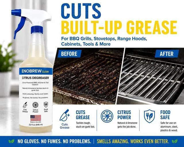 Alt view image 2 of 7 - Citrus Degreaser and Kitchen Grease Cleaner, Heavy Duty Natural Citrus Formula for BBQ Grills, Stovetops, Cabinets, Autos and Outdoor Surfaces, Fast Acting Best Kitchen Degreaser (32 oz)