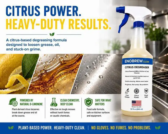 Alt view image 3 of 7 - Citrus Degreaser and Kitchen Grease Cleaner, Heavy Duty Natural Citrus Formula for BBQ Grills, Stovetops, Cabinets, Autos and Outdoor Surfaces, Fast Acting Best Kitchen Degreaser (32 oz)
