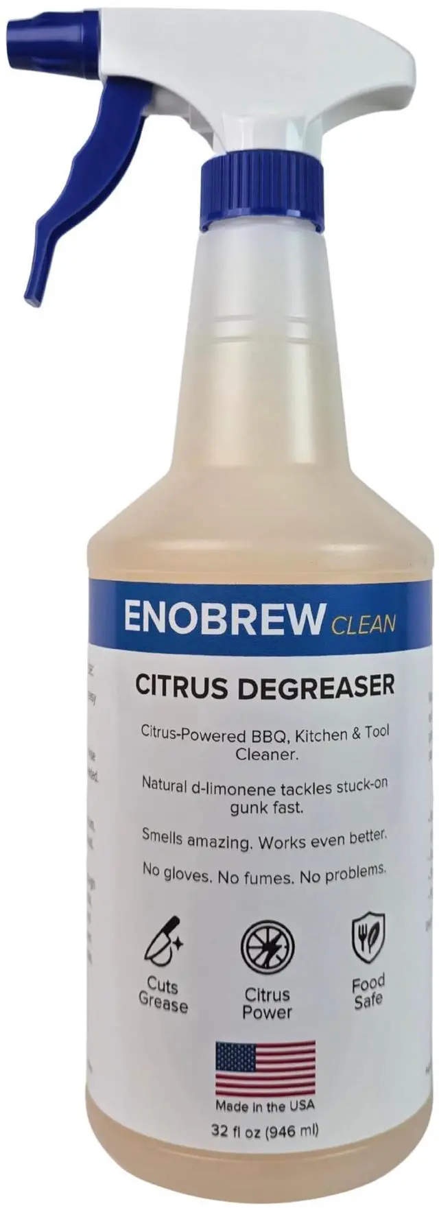 Main image of Citrus Degreaser and Kitchen Grease Cleaner, Heavy Duty Natural Citrus Formula for BBQ Grills, Stovetops, Cabinets, Autos and Outdoor Surfaces, Fast Acting Best Kitchen Degreaser (32 oz)