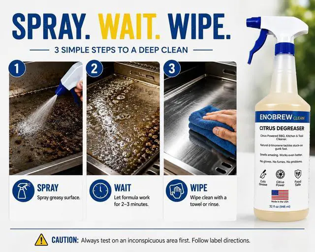Alt view image 5 of 7 - Citrus Degreaser and Kitchen Grease Cleaner, Heavy Duty Natural Citrus Formula for BBQ Grills, Stovetops, Cabinets, Autos and Outdoor Surfaces, Fast Acting Best Kitchen Degreaser (32 oz)