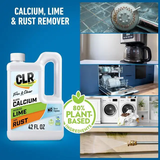 Alt view image 2 of 7 - Brands Calcium, Lime & Rust Remover Free & Clear, No Dyes or Fragrances, Gentle Lime and Bathroom Descaler, Removes Hard Water Stains and Rust Deposits, 42 Oz Bottle