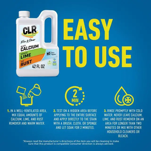 Alt view image 5 of 7 - Brands Calcium, Lime & Rust Remover Free & Clear, No Dyes or Fragrances, Gentle Lime and Bathroom Descaler, Removes Hard Water Stains and Rust Deposits, 42 Oz Bottle