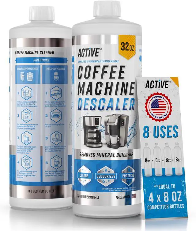 Main image of Coffee Machine Descaler Descaling Solution - 32oz (8 Uses) Compatible with Keurig,Nespresso,Breville,Delonghi, Jura, Ninja - Espresso Coffee Maker Cleaner,Coffee Pot Cleaning Limescale Remover
