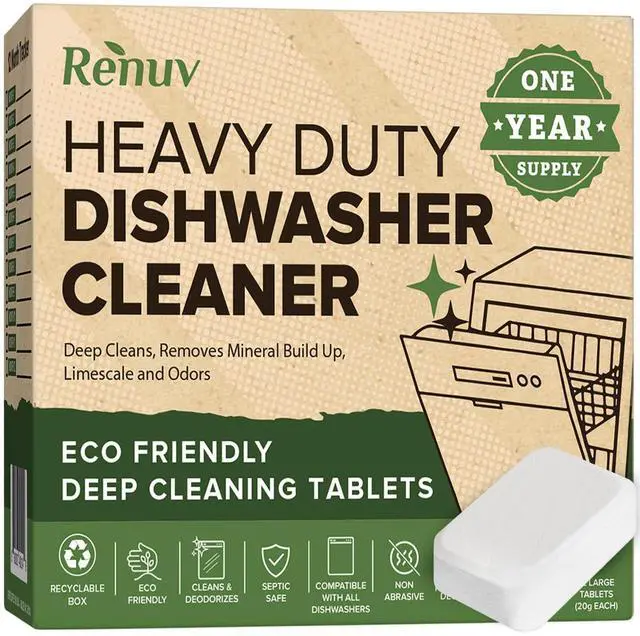 Main image of Heavy Duty Dishwasher Cleaner & Deodorizer, Descaler, 12 XL Tablets