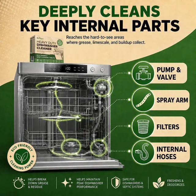 Alt view image 2 of 7 - Heavy Duty Dishwasher Cleaner & Deodorizer, Descaler, 12 XL Tablets