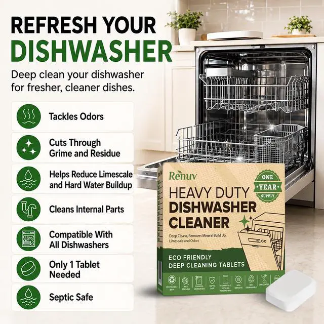 Alt view image 3 of 7 - Heavy Duty Dishwasher Cleaner & Deodorizer, Descaler, 12 XL Tablets