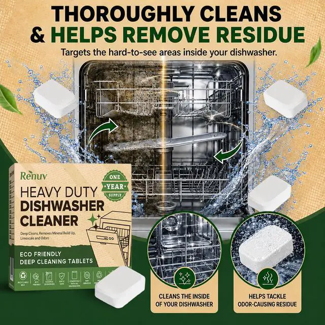 Alt view image 5 of 7 - Heavy Duty Dishwasher Cleaner & Deodorizer, Descaler, 12 XL Tablets