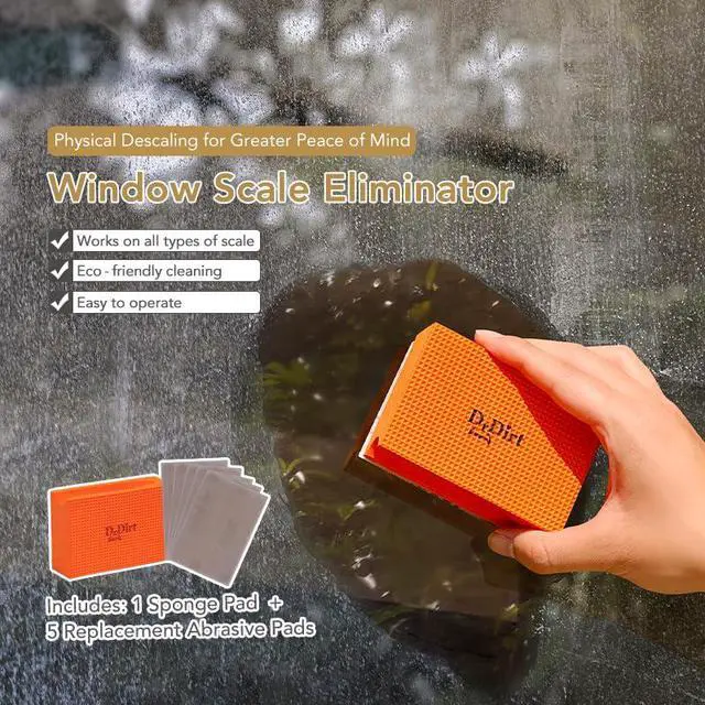 Alt view image 3 of 7 - Limescale Eraser for Glass, Professional Hard Water Stain Remover Tool for Windows, Shower Screens and Mirrors, Non-Chemical Abrasive Cleaning Block