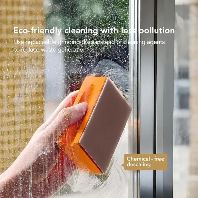 Alt view image 5 of 7 - Limescale Eraser for Glass, Professional Hard Water Stain Remover Tool for Windows, Shower Screens and Mirrors, Non-Chemical Abrasive Cleaning Block