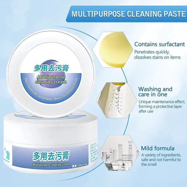 Alt view image 6 of 7 - 2PCS Multi-Functional Cleaning and Stain Removal Cream,Multi Purpose with Sponge, White Cleaner, Shoes Decontaminate Solid Paste