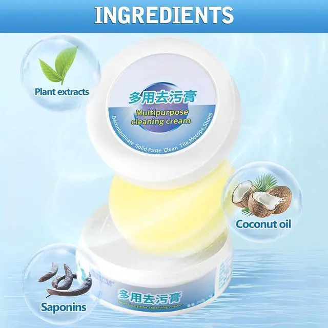 Alt view image 7 of 7 - 2PCS Multi-Functional Cleaning and Stain Removal Cream,Multi Purpose with Sponge, White Cleaner, Shoes Decontaminate Solid Paste