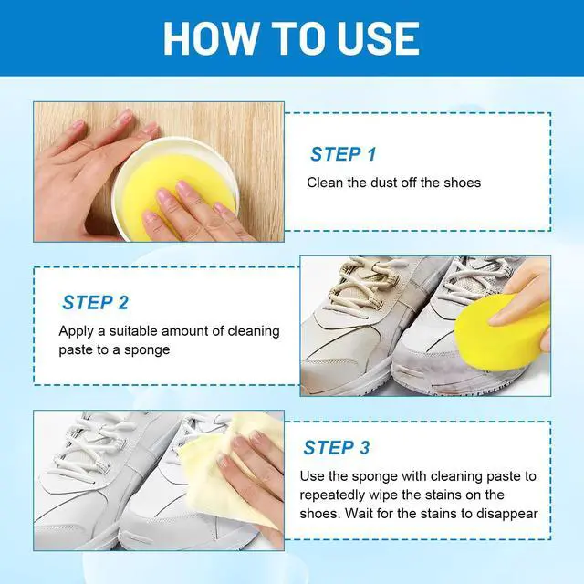 Alt view image 3 of 7 - White Shoe Cleaner Cream, Multipurpose No-Wash Solid Cleaning Paste with Sponge Removes Stains, Multipurpose White Shoes Clean Cream for Leather Sneakers Soles-2PCS