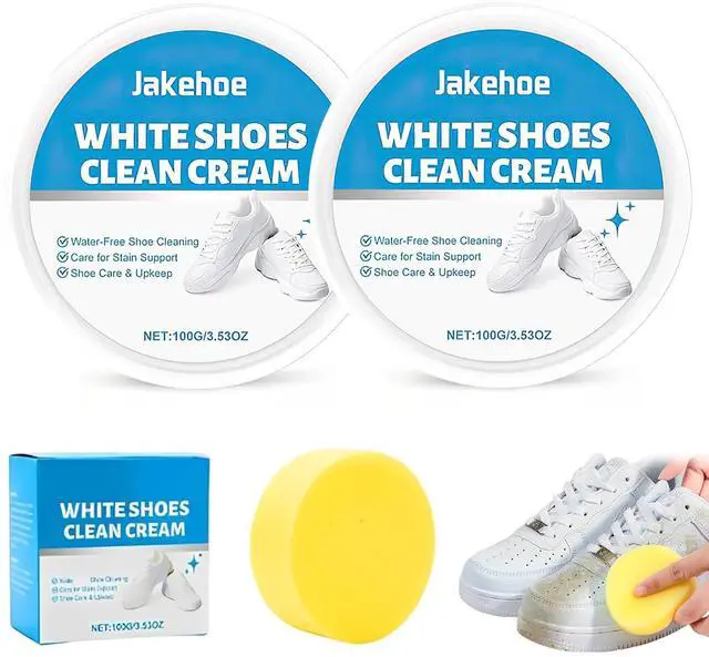 Main image of White Shoe Cleaner Cream, Multipurpose No-Wash Solid Cleaning Paste with Sponge Removes Stains, Multipurpose White Shoes Clean Cream for Leather Sneakers Soles-2PCS