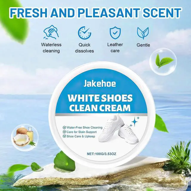 Alt view image 2 of 7 - White Shoe Cleaner Cream, Multipurpose No-Wash Solid Cleaning Paste with Sponge Removes Stains, Multipurpose White Shoes Clean Cream for Leather Sneakers Soles-2PCS