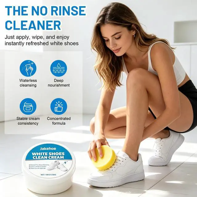 Alt view image 7 of 7 - White Shoe Cleaner Cream, Multipurpose No-Wash Solid Cleaning Paste with Sponge Removes Stains, Multipurpose White Shoes Clean Cream for Leather Sneakers Soles-2PCS