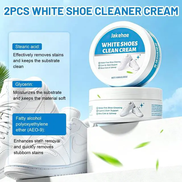 Alt view image 6 of 7 - White Shoe Cleaner Cream, Multipurpose No-Wash Solid Cleaning Paste with Sponge Removes Stains, Multipurpose White Shoes Clean Cream for Leather Sneakers Soles-2PCS