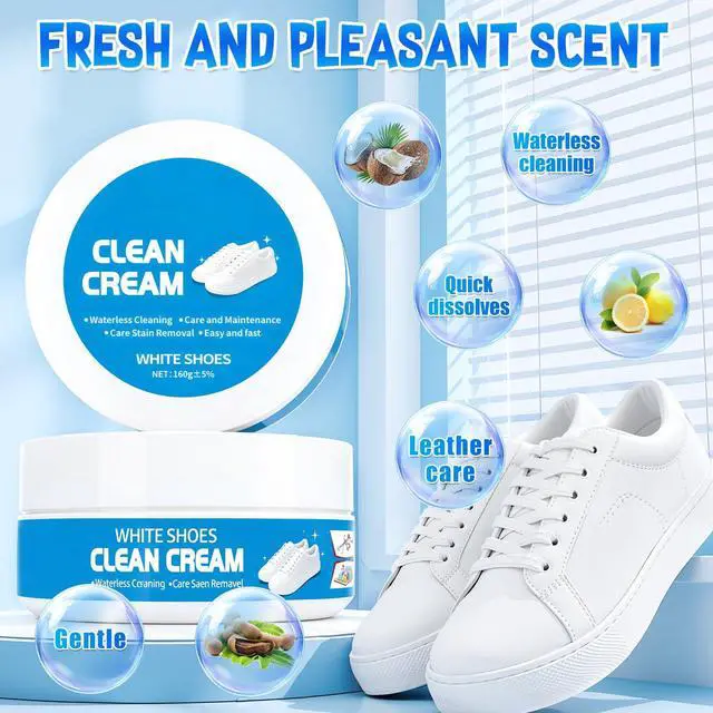 Alt view image 3 of 7 - 2Pcs White Shoe Cleaner Cream, No-Wash Multipurpose Cleaning Paste with Sponge, Stain Remover for Leather Sneakers Soles