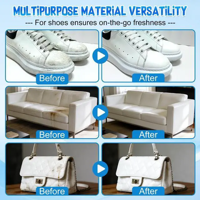 Alt view image 4 of 7 - 2Pcs White Shoe Cleaner Cream, No-Wash Multipurpose Cleaning Paste with Sponge, Stain Remover for Leather Sneakers Soles
