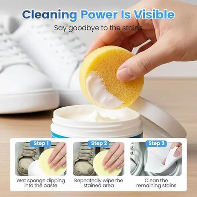 Alt view image 3 of 7 - White Shoe Cleaner Cream, Multipurpose No-Wash Solid Cleaning Paste with Sponge Removes Stains & Dirt (blue)