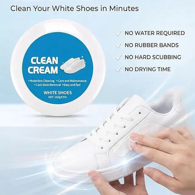 Alt view image 4 of 7 - White Shoe Cleaner Cream, Multipurpose No-Wash Solid Cleaning Paste with Sponge Removes Stains & Dirt (blue)