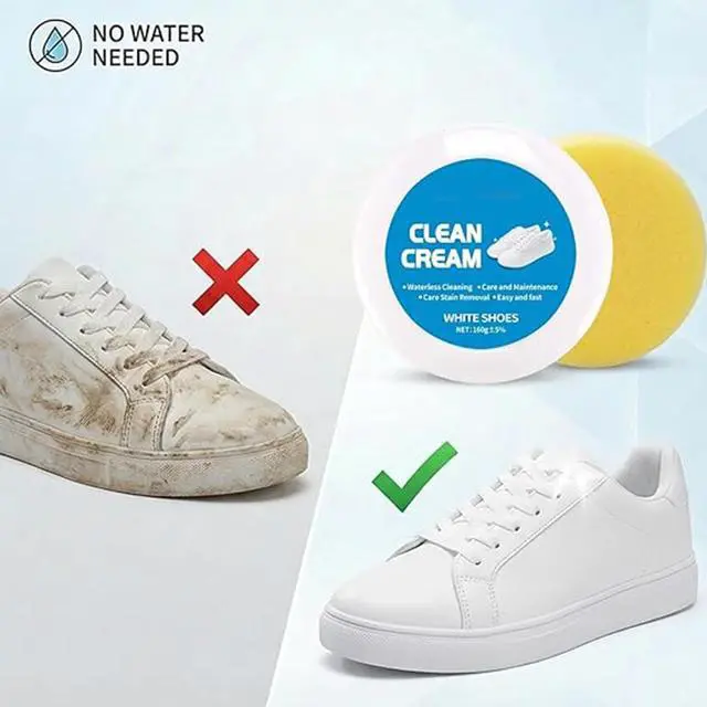 Alt view image 5 of 7 - White Shoe Cleaner Cream, Multipurpose No-Wash Solid Cleaning Paste with Sponge Removes Stains & Dirt (blue)