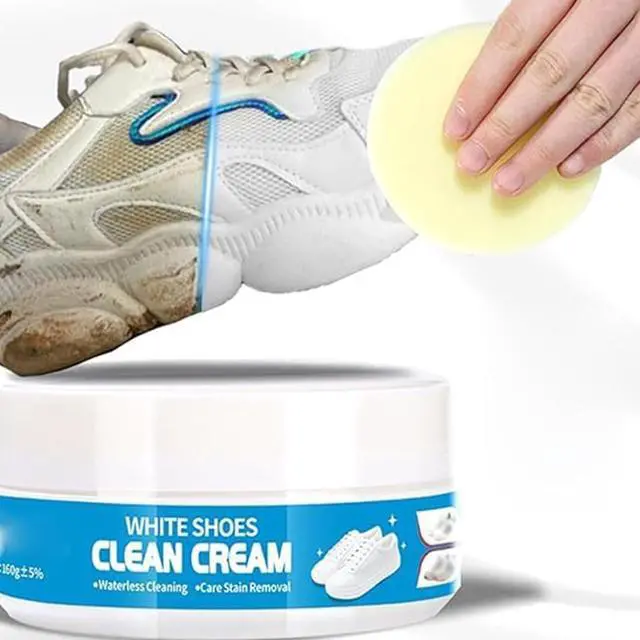 Alt view image 6 of 7 - White Shoe Cleaner Cream, Multipurpose No-Wash Solid Cleaning Paste with Sponge Removes Stains & Dirt (blue)