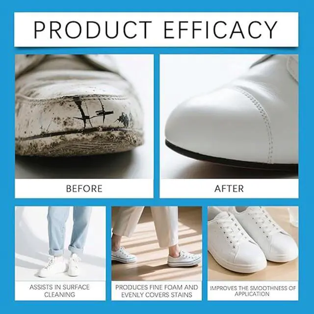 Alt view image 7 of 7 - White Shoe Cleaner Cream, Multipurpose No-Wash Solid Cleaning Paste with Sponge Removes Stains & Dirt (blue)
