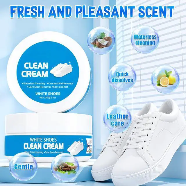 Alt view image 2 of 7 - 2Pcs White Shoe Cleaner Cream, Multipurpose No-Wash Solid Cleaning Paste with Sponge, White Shoe Cleaning Cream for Leather Sneakers