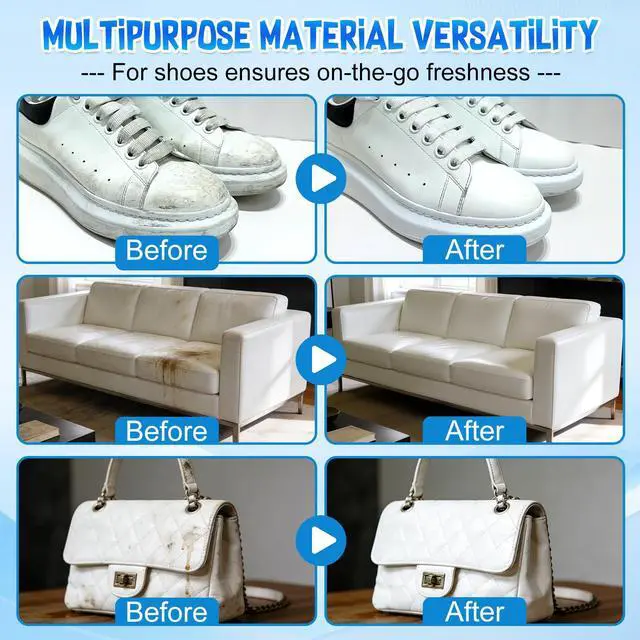 Alt view image 5 of 7 - 2Pcs White Shoe Cleaner Cream, Multipurpose No-Wash Solid Cleaning Paste with Sponge, White Shoe Cleaning Cream for Leather Sneakers