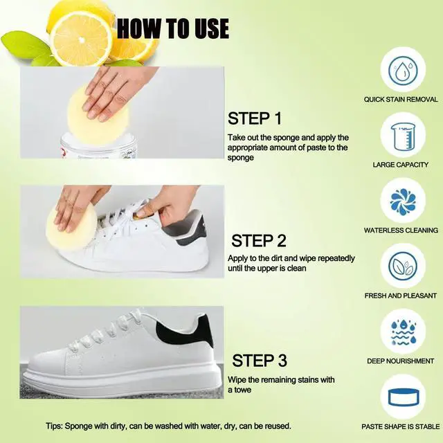Alt view image 6 of 7 - White Shoe Cleaner,New Multi-functional Cleaning and Stain Removal Cream,White Shoes Cleaner, Multipurpose Cleaning Cream,All-Purpose Rinse-Free Cleaning Cream-1PC with Sponge