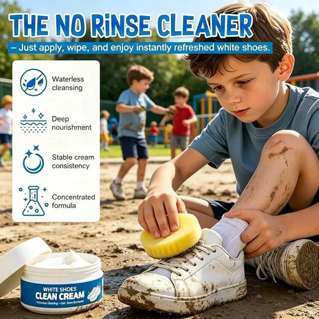 Alt view image 3 of 6 - White Shoe Cleaner Cream, Multipurpose No-Wash Solid Cleaning Paste with Sponge, Removes Stains & Dirt, White Shoes Clean Cream for Leather Sneakers Soles Canvas(2Pcs)