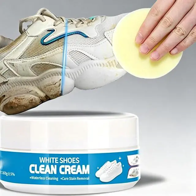 Alt view image 4 of 6 - White Shoe Cleaner Cream, Multipurpose No-Wash Solid Cleaning Paste with Sponge, Removes Stains & Dirt, White Shoes Clean Cream for Leather Sneakers Soles Canvas(2Pcs)