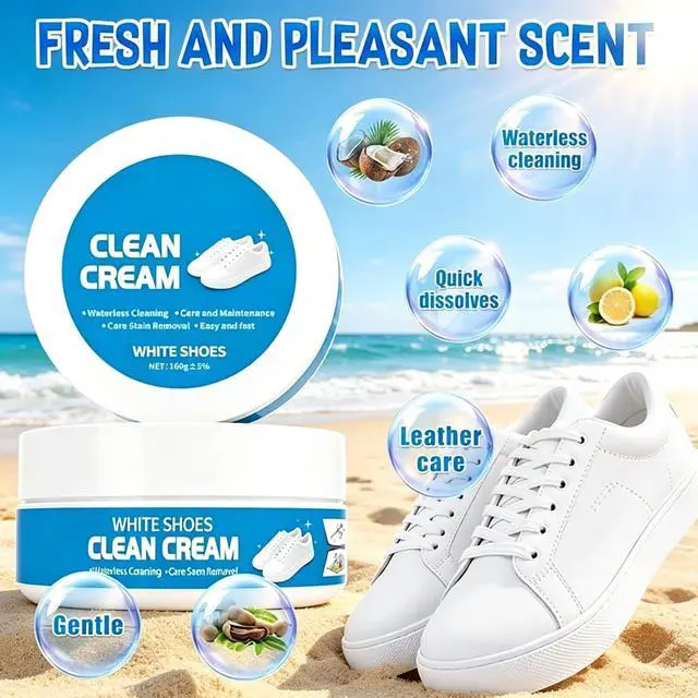 Alt view image 5 of 6 - White Shoe Cleaner Cream, Multipurpose No-Wash Solid Cleaning Paste with Sponge, Removes Stains & Dirt, White Shoes Clean Cream for Leather Sneakers Soles Canvas(2Pcs)