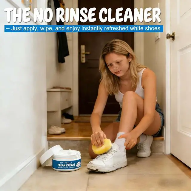 Alt view image 2 of 7 - White Shoes Clean Cream,Multipurpose No-Wash Solid Cleaning Paste with Sponge,Gentle Care White Shoe Cleaner Cream for Leather Sneakers Soles