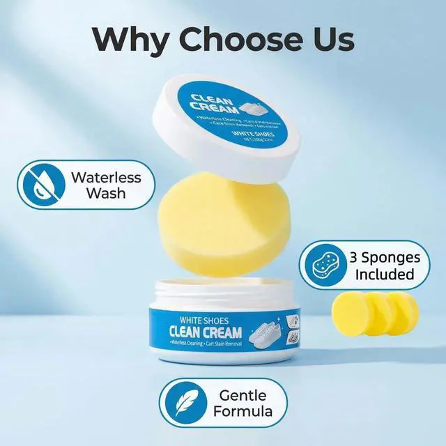 Alt view image 3 of 7 - White Shoes Clean Cream,Multipurpose No-Wash Solid Cleaning Paste with Sponge,Gentle Care White Shoe Cleaner Cream for Leather Sneakers Soles