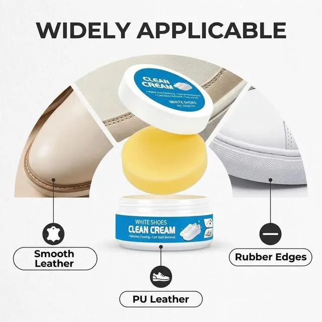 Alt view image 5 of 7 - White Shoes Clean Cream,Multipurpose No-Wash Solid Cleaning Paste with Sponge,Gentle Care White Shoe Cleaner Cream for Leather Sneakers Soles