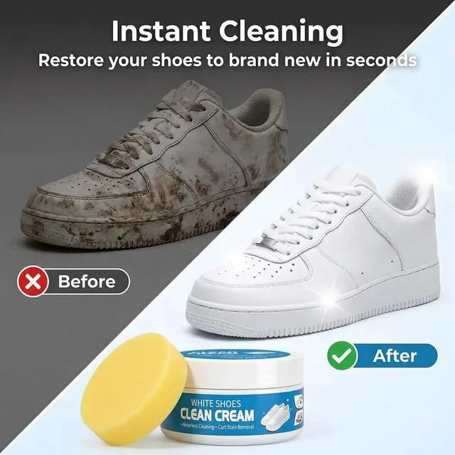 Alt view image 4 of 7 - White Shoes Clean Cream,Multipurpose No-Wash Solid Cleaning Paste with Sponge,Gentle Care White Shoe Cleaner Cream for Leather Sneakers Soles