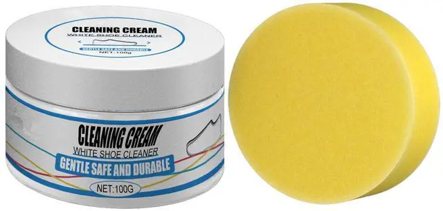 Main image of Multipurpose White Shoe Cleaner Cream - Remove Stains Shoe Cream No Need to Wash Solid with Sponge for Leather, Silicone, Car Interiors