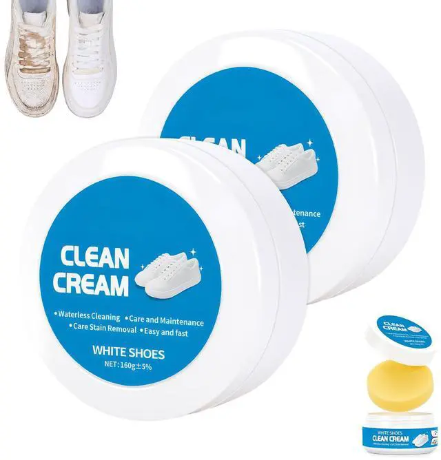 Main image of 2Pcs White Shoe Cleaner Cream, Multipurpose No-Wash Solid Cleaning Paste with Sponge, White Shoe Cleaning Cream for Leather Sneakers