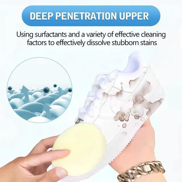 Alt view image 5 of 7 - RUOQI Multi-Functional Cleaning and Stain Removal Cream With Sponge, 2023 New Multipurpose Cleaning Cream, White Shoe Cleaning Cream, White Shoe Cleaner, Decontaminate Solid Paste