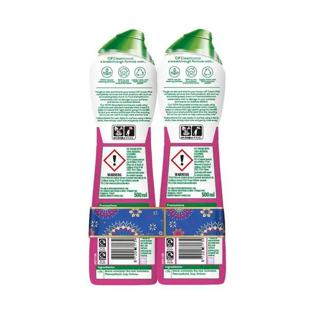 Alt view image 3 of 7 - Pink Multi Purpose Surface Cleaner Cream with Floral Fragrance, Removes Grease & Dirt wth Natural Cleaning Particles for Shiny Surface, 2x500ml