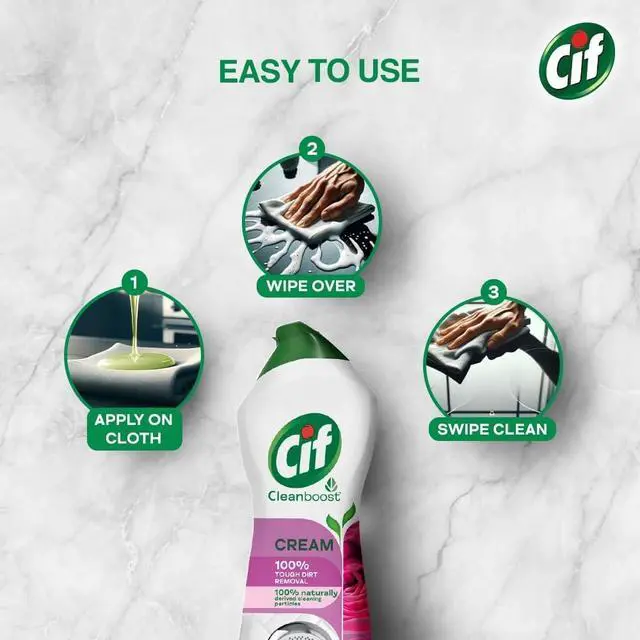 Alt view image 6 of 7 - Pink Multi Purpose Surface Cleaner Cream with Floral Fragrance, Removes Grease & Dirt wth Natural Cleaning Particles for Shiny Surface, 2x500ml