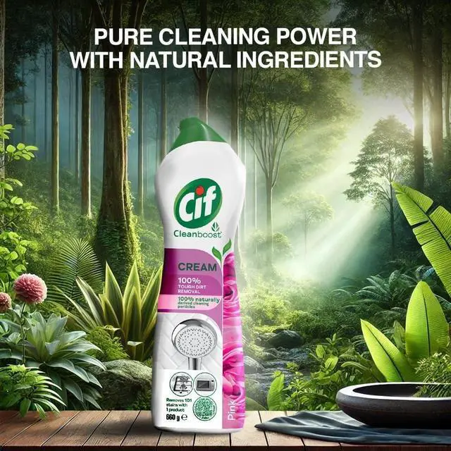 Alt view image 7 of 7 - Pink Multi Purpose Surface Cleaner Cream with Floral Fragrance, Removes Grease & Dirt wth Natural Cleaning Particles for Shiny Surface, 2x500ml