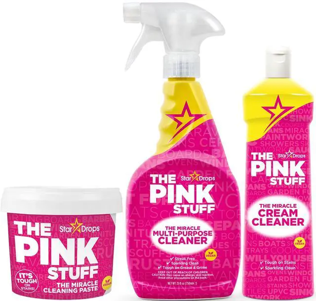 Main image of The Pink Stuff Miracle Cleaning Bundle Multi-Purpose Paste, Spray & Cream Cleaner (3-Pack) Tough on Stains, Gentle on Surfaces