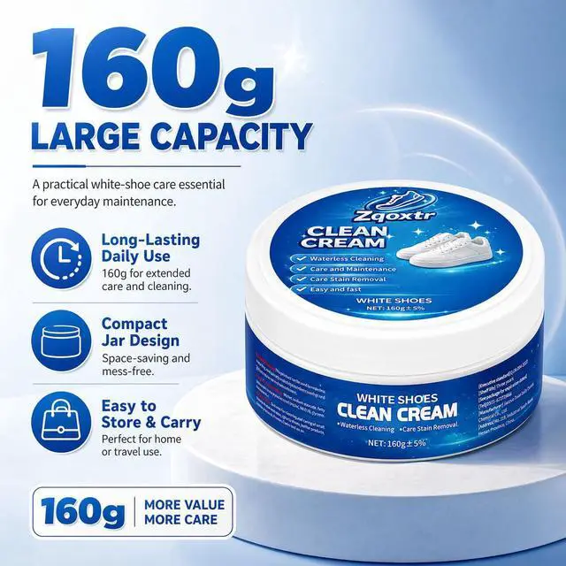 Alt view image 6 of 7 - White Shoe Cleaner Cream, No Rinse Sneaker Cleaning Paste with Sponge for White Shoes, Leather, Canvas, Rubber Soles