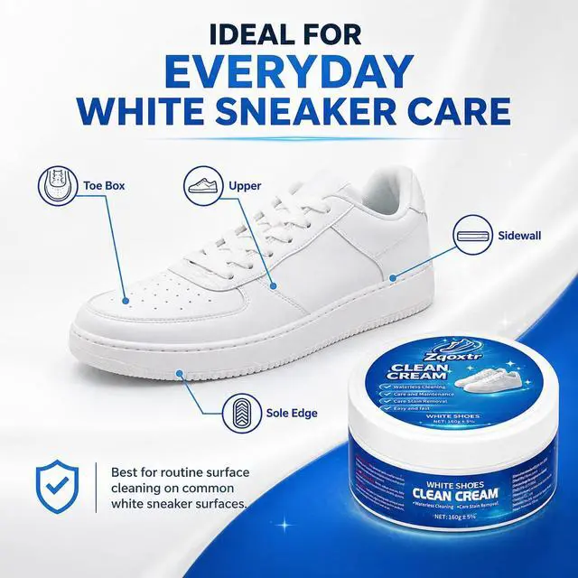 Alt view image 5 of 7 - White Shoe Cleaner Cream, No Rinse Sneaker Cleaning Paste with Sponge for White Shoes, Leather, Canvas, Rubber Soles