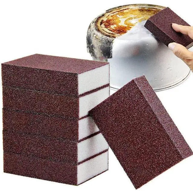 Main image of 5 Pack Emery Magic Wipe Sponge, Nano Carborundum Sponge, Emery Sponge Brush Eraser Scrub, Pot Scrubber Scouring Pad Kitchen Magic Cleaning Sponge for Removing Rust Cleaning Pots and Pans