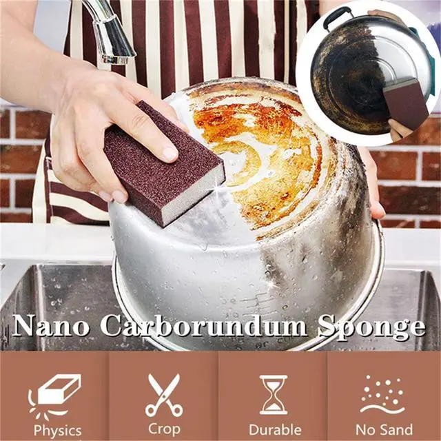 Alt view image 2 of 7 - 5 Pack Emery Magic Wipe Sponge, Nano Carborundum Sponge, Emery Sponge Brush Eraser Scrub, Pot Scrubber Scouring Pad Kitchen Magic Cleaning Sponge for Removing Rust Cleaning Pots and Pans