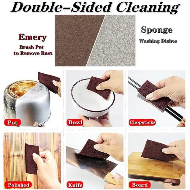 Alt view image 4 of 7 - 5 Pack Emery Magic Wipe Sponge, Nano Carborundum Sponge, Emery Sponge Brush Eraser Scrub, Pot Scrubber Scouring Pad Kitchen Magic Cleaning Sponge for Removing Rust Cleaning Pots and Pans